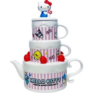 Sanrio Hello Kitty 50th Anniversary Cake Shaped Tea Set - Japan Official